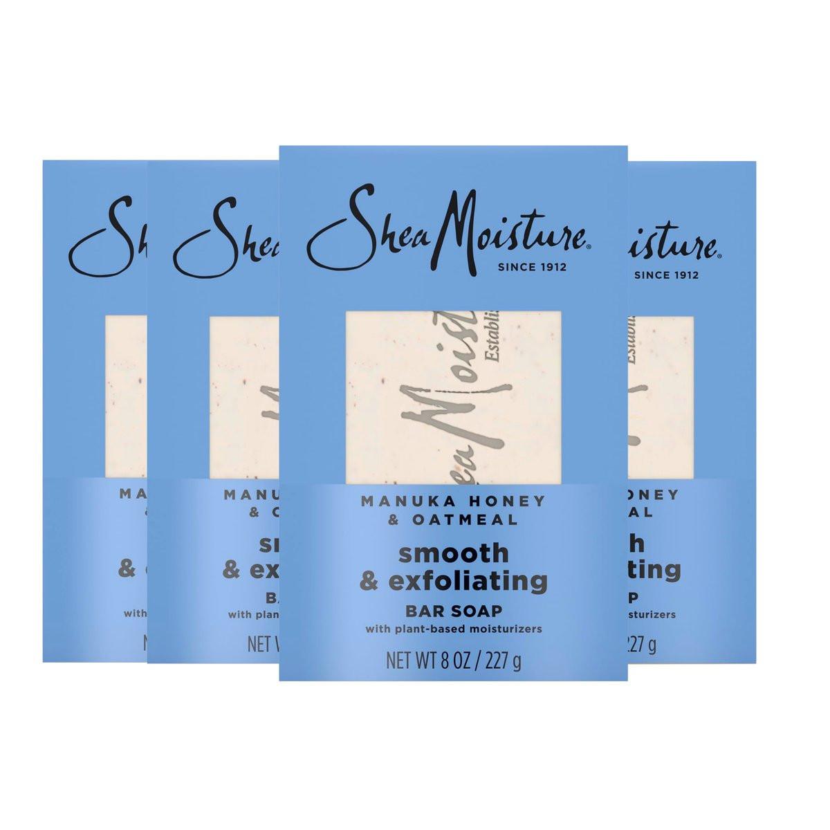 SheaMoisture Manuka Honig & Haferflocken Seife – 4er-Pack, 8 oz – Sanft reinigend & Peeling für gesunde, strahlende Haut