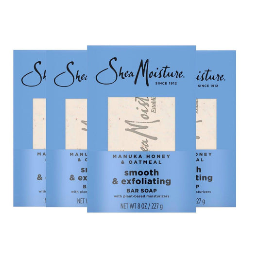 SheaMoisture Manuka Honig & Haferflocken Seife – 4er-Pack, 8 oz – Sanft reinigend & Peeling für gesunde, strahlende Haut