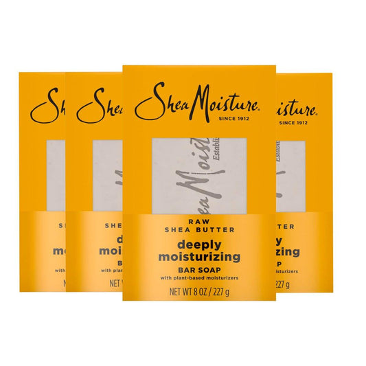 SheaMoisture Sheabutter Seife 4er-Pack – Feuchtigkeitsspendende und regenerierende Seife für trockene Haut mit 24-Stunden Shea-Nährstoffen für gesunde, strahlende Haut 8 oz