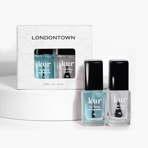 LONDONTOWN Strength & Shine Duo – Nagelhärter und Hochglanz-Überlack Set für starke, glänzende Nägel, 2 x 0,2 fl oz