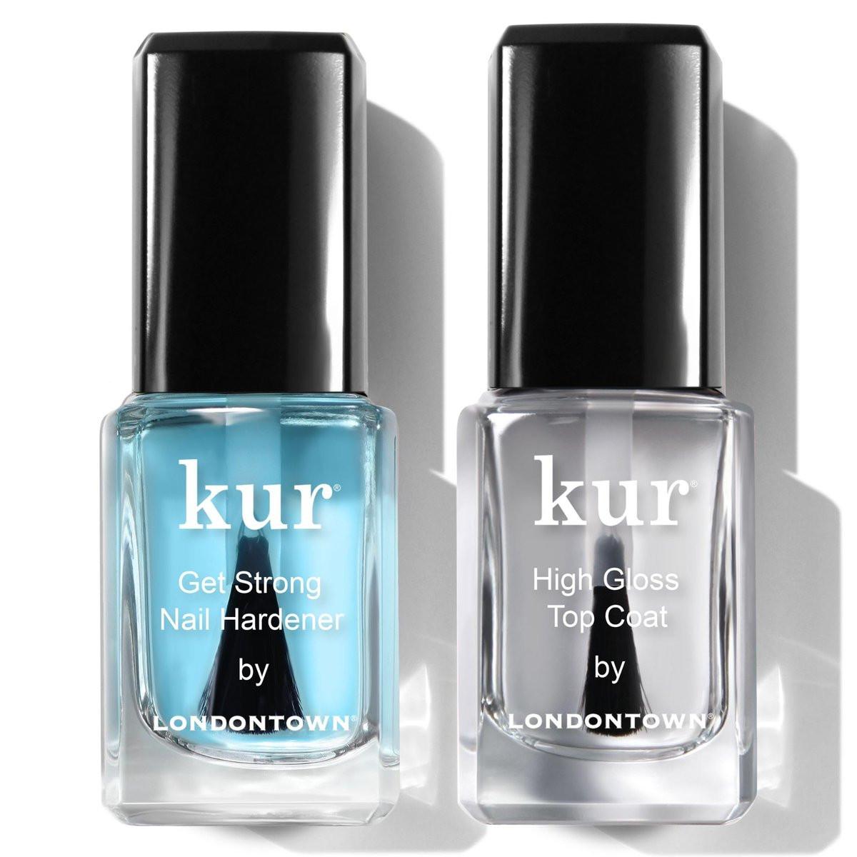 LONDONTOWN Strength & Shine Duo – Nagelhärter und Hochglanz-Überlack Set für starke, glänzende Nägel, 2 x 0,2 fl oz