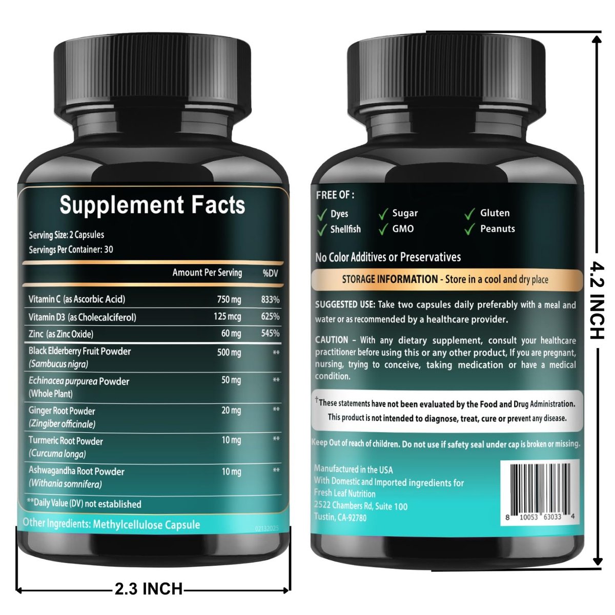 VITBOOST Holunder Immunsystem Unterstützung 8-in-1 Komplex mit Echinacea, Vitamin C & Zink, Vitamin D 5000 IE, Kurkuma, Ingwer, Ashwagandha – 60 Kapseln