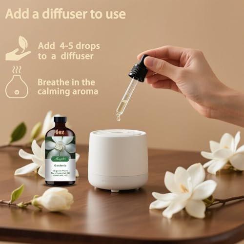 Gardenia Ätherisches Öl – Gardenia Duftöl für Diffuser, Luftbefeuchter, DIY Kerzen, Seife, romantischer Duft, Massage, geschenkfertig – MLYNKL Gardenia Öl (4,33 fl oz / 130 ml)