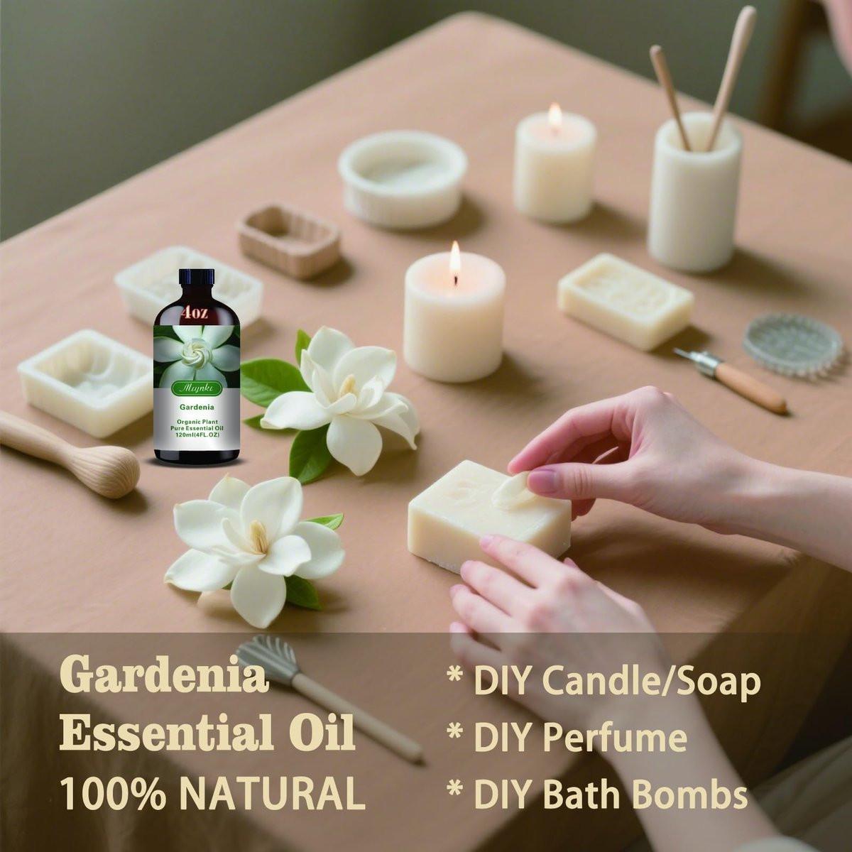 Gardenia Ätherisches Öl – Gardenia Duftöl für Diffuser, Luftbefeuchter, DIY Kerzen, Seife, romantischer Duft, Massage, geschenkfertig – MLYNKL Gardenia Öl (4,33 fl oz / 130 ml)