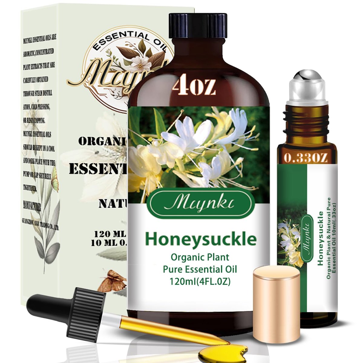 Honeysuckle Ätherisches Öl – Honeysuckle Duftöl für Diffuser, Luftbefeuchter, DIY Kerzen, Seife, Blumenduft, Zuhause, Geschenk – MLYNKL Honeysuckle Öl (130 ml / 4,33 fl oz)