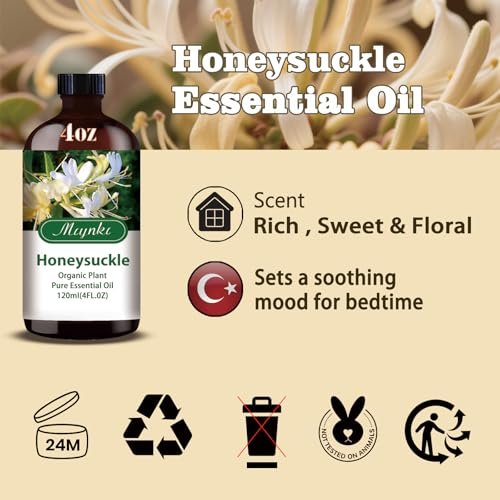 Honeysuckle Ätherisches Öl – Honeysuckle Duftöl für Diffuser, Luftbefeuchter, DIY Kerzen, Seife, Blumenduft, Zuhause, Geschenk – MLYNKL Honeysuckle Öl (130 ml / 4,33 fl oz)