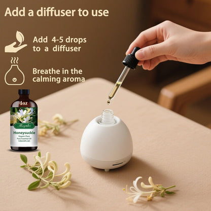 Honeysuckle Ätherisches Öl – Honeysuckle Duftöl für Diffuser, Luftbefeuchter, DIY Kerzen, Seife, Blumenduft, Zuhause, Geschenk – MLYNKL Honeysuckle Öl (130 ml / 4,33 fl oz)