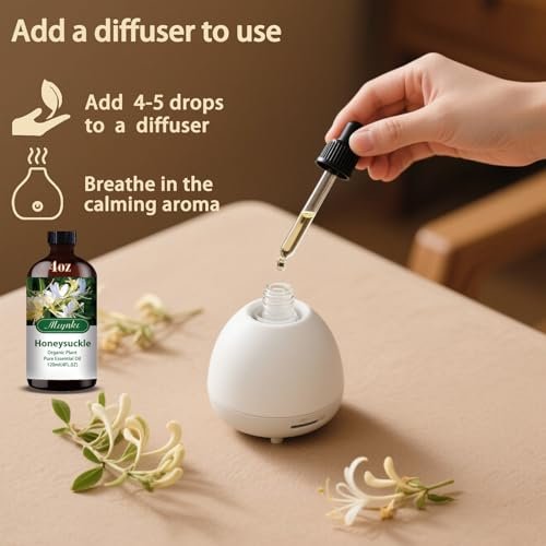 Honeysuckle Ätherisches Öl – Honeysuckle Duftöl für Diffuser, Luftbefeuchter, DIY Kerzen, Seife, Blumenduft, Zuhause, Geschenk – MLYNKL Honeysuckle Öl (130 ml / 4,33 fl oz)