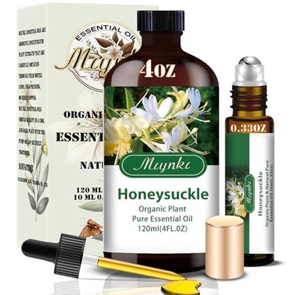 Honeysuckle Ätherisches Öl – Honeysuckle Duftöl für Diffuser, Luftbefeuchter, DIY Kerzen, Seife, Blumenduft, Zuhause, Geschenk – MLYNKL Honeysuckle Öl (130 ml / 4,33 fl oz)