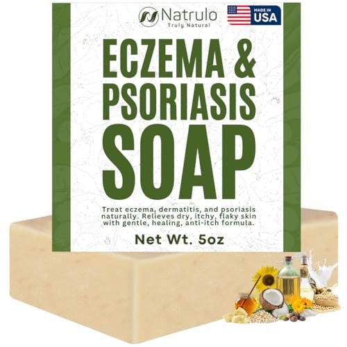 Natrulo Ekzem Seifenbar für Gesicht und Körper – Allergische Dermatitis, Psoriasis Behandlung für trockene, juckende, empfindliche Haut – Sanfte Reinigung, Heilung, Anti-Juckreiz, Hafermilch-Ziegenmilch-Waschmittel für Kinder & Erwachsene