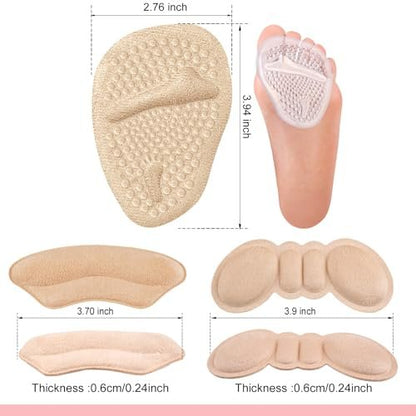 6 Paar Fersenpolster für Damenschuhe – Gel-Fersenpads, Schuhpolster für hohe Absätze, Metatarsalpolster, Schuheinlagen für Frauen