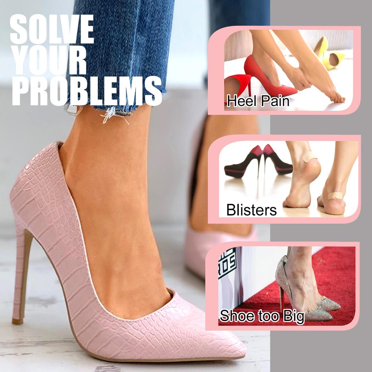 6 Paar Fersenpolster für Damenschuhe – Gel-Fersenpads, Schuhpolster für hohe Absätze, Metatarsalpolster, Schuheinlagen für Frauen