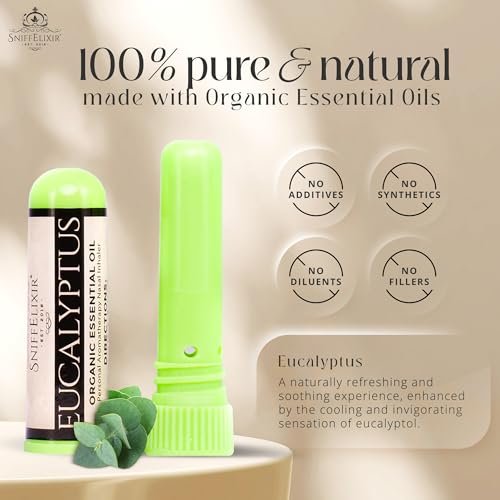 Eukalyptus ätherisches Öl Aromatherapie Nasal Stick Vapor Inhaler - Allergielinderung, USA hergestellt mit biologischen ätherischen Ölen, natürliche Atemunterstützung