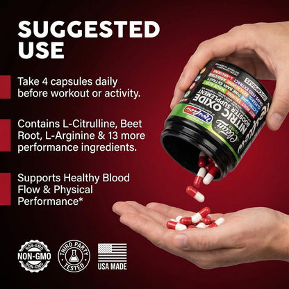 NosFlow Nitric Oxide Supplement für Männer | Rote Beete, Taurin, L-Arginin, Apfelsäure, L-Citrullin, Kiefernrinde, Glycerin, Agmatin, Traubenkern, Vitamin C, B12, B3 von Clean Nutra