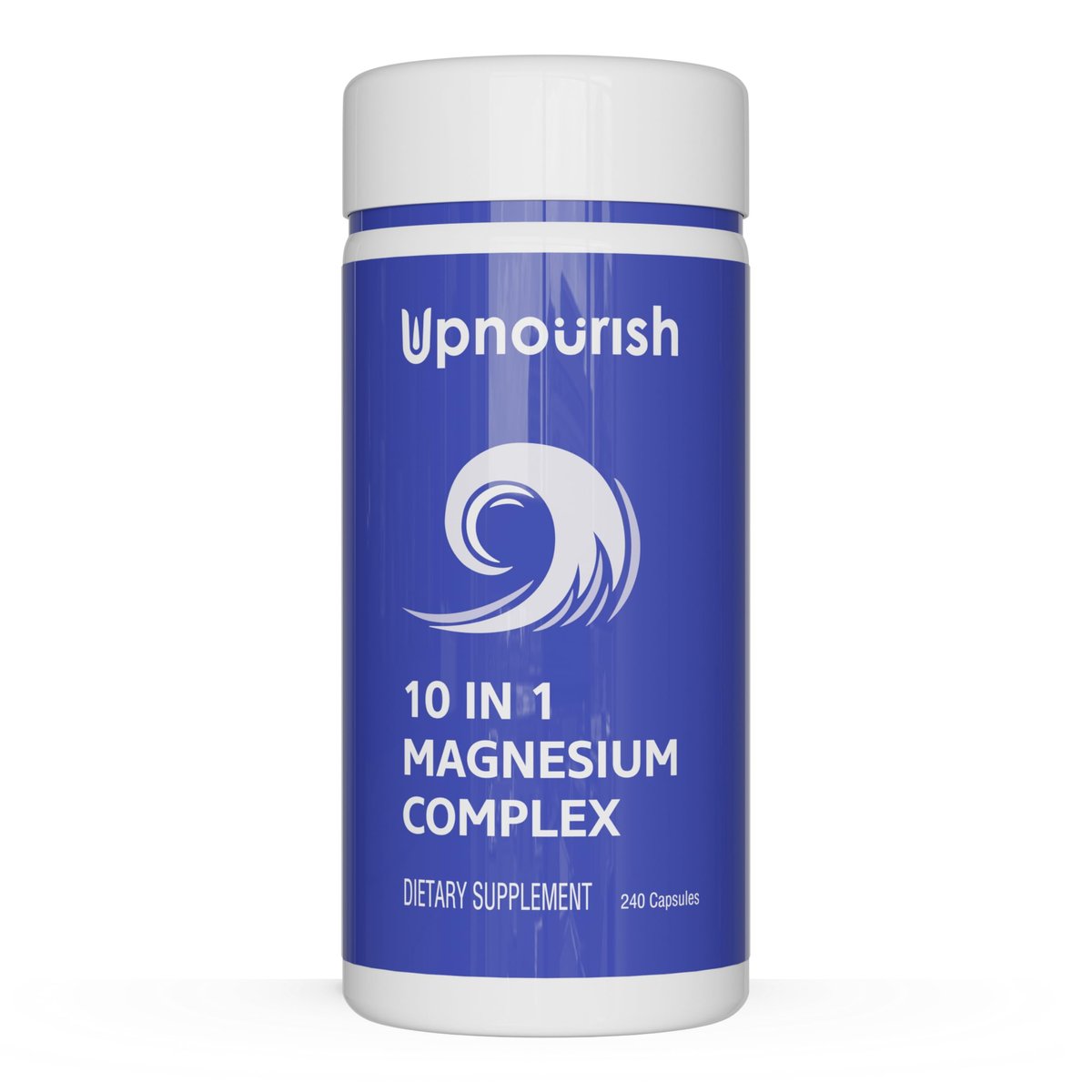 UpNourish Magnesium Komplex – 10-in-1 Vollspektrum Magnesium Supplement mit Glycinat, Citrat, Taurat, Malat, Carbonat, Oxid und mehr – 240 vegane Kapseln