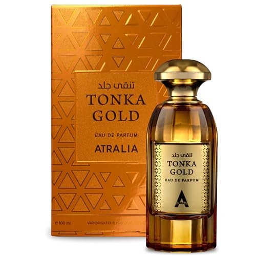 Atralia Tonka Gold Eau De Parfum Unisex 100 ml – Luxuriöser und langanhaltender Duft mit Kopfnoten von Cognac, Zimt und Pflaume