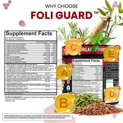 Haarwachstums-Supplement für Männer | Biotin, Kollagen, Kürbiskern, Sägepalme, Eisen, Ginseng, Bambus-Silica, Rosmarin, Pfefferminze, Keratin, Selen, Jod, Leinsamen, Schachtelhalm, Vitamin A C D3 E B12 | 60 Kapseln