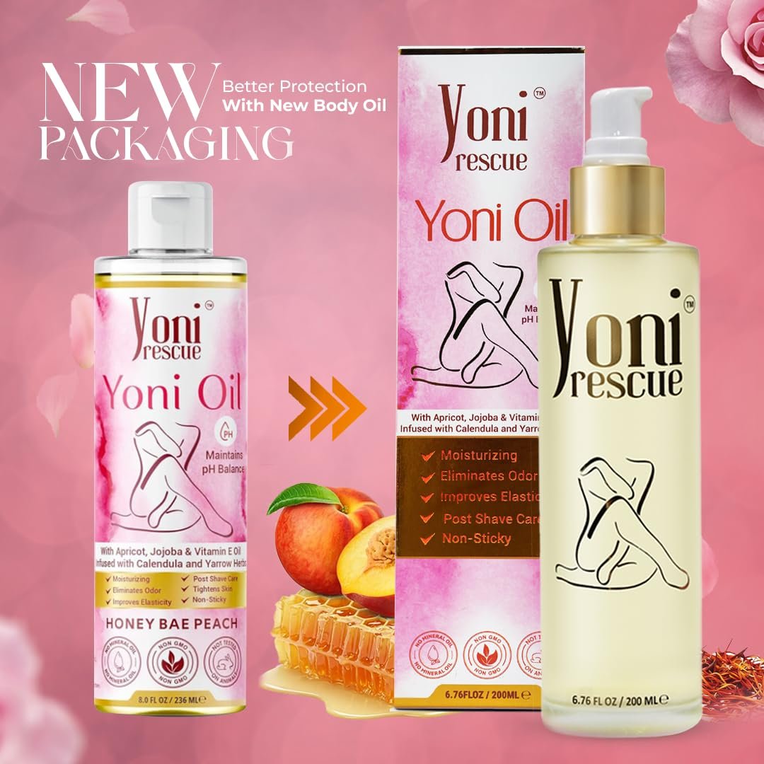 Yoni Oil für Frauen | Hergestellt in den USA mit Aprikose, Jojoba, Vitamin E Öl | Tägliche feuchtigkeitsspendende natürliche Pflege für dunkle Flecken, eingewachsene Haare | pH-Balance | Beseitigt Gerüche | 6,76 oz | Pfirsich