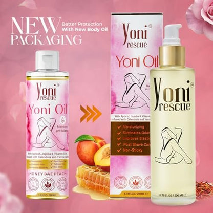 Yoni Oil für Frauen | Hergestellt in den USA mit Aprikose, Jojoba, Vitamin E Öl | Tägliche feuchtigkeitsspendende natürliche Pflege für dunkle Flecken, eingewachsene Haare | pH-Balance | Beseitigt Gerüche | 6,76 oz | Pfirsich