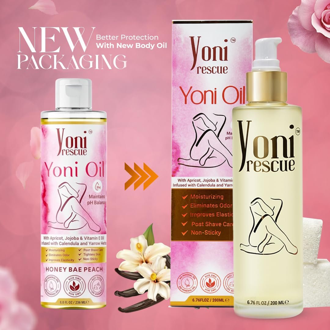 Yoni Oil für Frauen – Hergestellt in den USA mit Aprikose, Jojoba, Vitamin E Öl | Tägliche Feuchtigkeitspflege, natürliche Pflege für dunkle Flecken, eingewachsene Haare | pH-Balance | Beseitigt Gerüche | 200 ml | Vanille