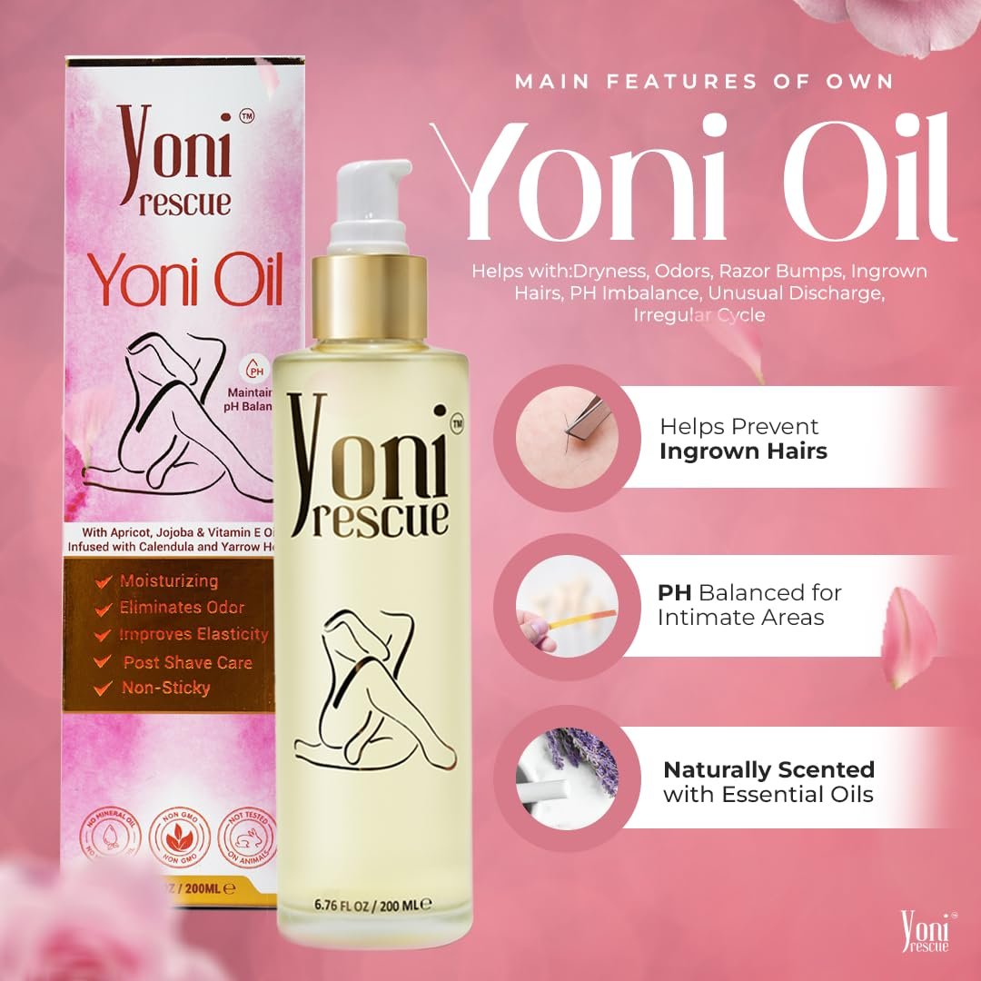 Yoni Oil für Frauen – Hergestellt in den USA mit Aprikose, Jojoba, Vitamin E Öl | Tägliche Feuchtigkeitspflege, natürliche Pflege für dunkle Flecken, eingewachsene Haare | pH-Balance | Beseitigt Gerüche | 200 ml | Vanille