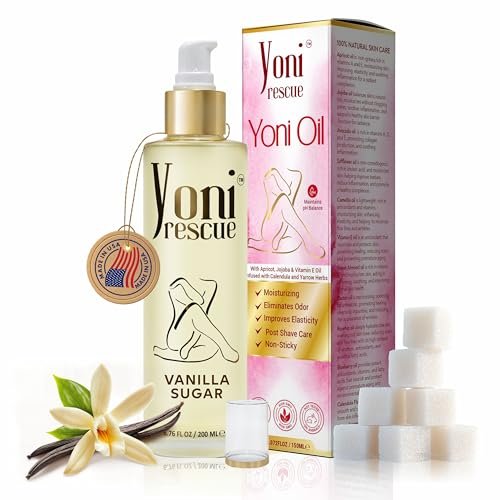 Yoni Oil für Frauen – Hergestellt in den USA mit Aprikose, Jojoba, Vitamin E Öl | Tägliche Feuchtigkeitspflege, natürliche Pflege für dunkle Flecken, eingewachsene Haare | pH-Balance | Beseitigt Gerüche | 200 ml | Vanille