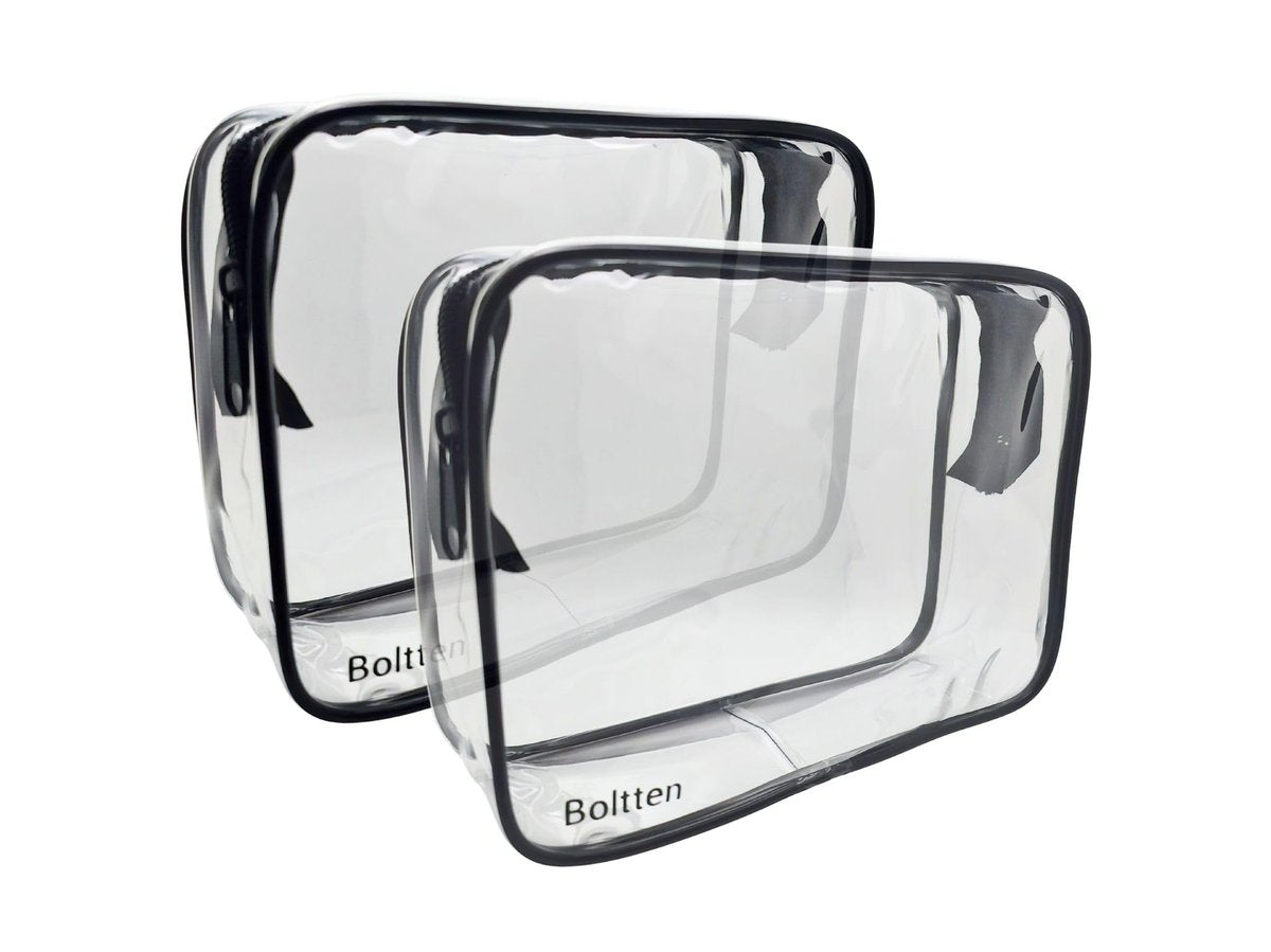 Boltten TSA-geprüftes durchsichtiges Kulturbeutel-Set 2er-Pack, Quart-große Reise-Kosmetiktasche, Handgepäck-konform