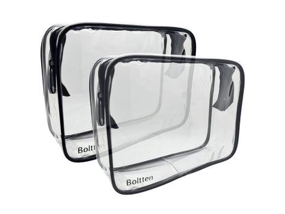 Boltten TSA-geprüftes durchsichtiges Kulturbeutel-Set 2er-Pack, Quart-große Reise-Kosmetiktasche, Handgepäck-konform