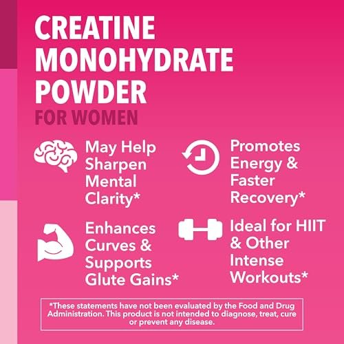 Creatin für Frauen - Speziell für Frauen entwickelt - 3g mikronisiertes Creatin-Monohydrat pro Portion zur Unterstützung von Energie, fettfreier Muskelmasse und geistiger Klarheit - ungesüßt, vegan, nicht-GVO, 100 Portionen