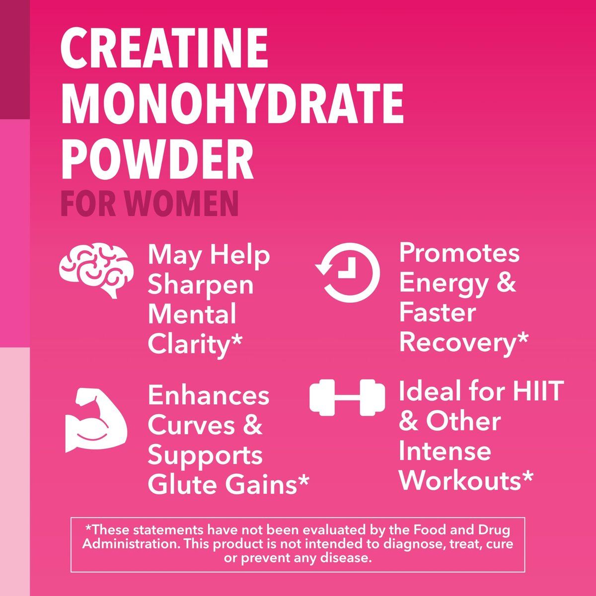 Creatin für Frauen - Speziell für Frauen entwickelt - 3g mikronisiertes Creatin-Monohydrat pro Portion zur Unterstützung von Energie, fettfreier Muskelmasse und geistiger Klarheit - ungesüßt, vegan, nicht-GVO, 100 Portionen