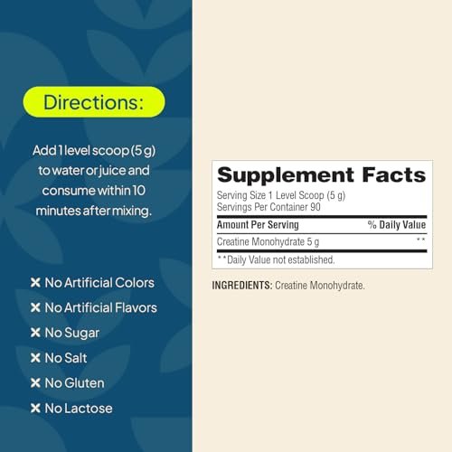 Nature's Wonder Micronisiertes Kreatin-Monohydrat Pulver 5g, Muskelgesundheit, Muskelenergieproduktion, Laktosefrei, 5g pro Portion, 450g, 90 Portionen