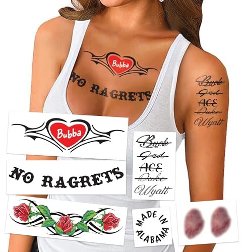 Weiße White Trash temporäre Tattoos für Halloween – Hillbilly-Kostüm-Idee, einfacher als Make-up