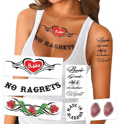 Weiße White Trash temporäre Tattoos für Halloween – Hillbilly-Kostüm-Idee, einfacher als Make-up