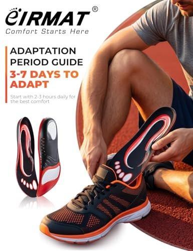 EIRMAT Einlegesohlen Herren: Plantarfasziitis Entlastung – Fußgewölbestütze für Herren – Gel Einlegesohlen für Sport – Orthopädische Einlagen – Senkfuß – Schmerzlinderung [1 Paar] (Herren 11-12.5 / Damen 12-13.5)