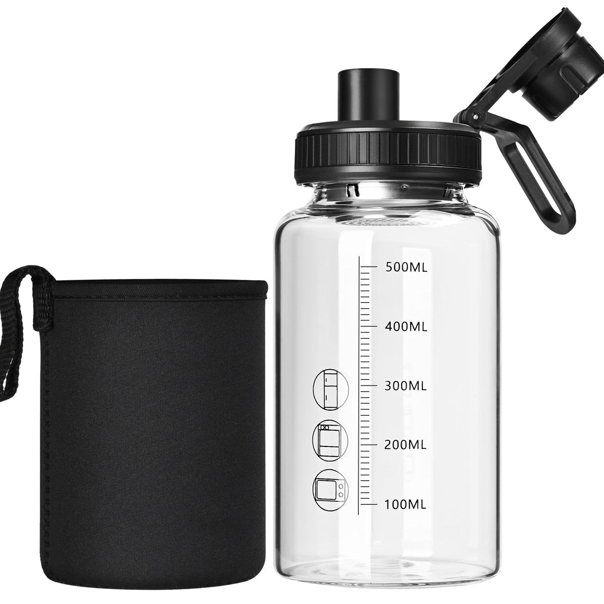 BNCWCQZ Glas-Shakerflasche 22oz – BPA-freie, geruchslose Shakerflasche mit 304 Edelstahlkugel und abnehmbarer Reinigungsbürste für Fitness-Proteinshakes (1er-Pack)