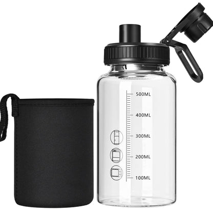BNCWCQZ Glas-Shakerflasche 22oz – BPA-freie, geruchslose Shakerflasche mit 304 Edelstahlkugel und abnehmbarer Reinigungsbürste für Fitness-Proteinshakes (1er-Pack)
