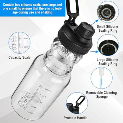 BNCWCQZ Glas-Shakerflasche 22oz – BPA-freie, geruchslose Shakerflasche mit 304 Edelstahlkugel und abnehmbarer Reinigungsbürste für Fitness-Proteinshakes (1er-Pack)