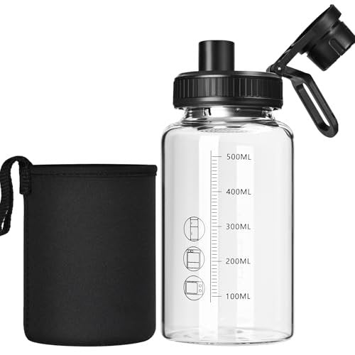 BNCWCQZ Glas-Shakerflasche 22oz – BPA-freie, geruchslose Shakerflasche mit 304 Edelstahlkugel und abnehmbarer Reinigungsbürste für Fitness-Proteinshakes (1er-Pack)