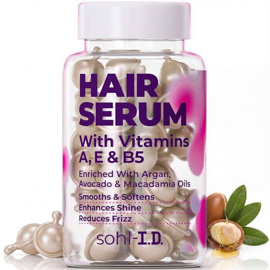 sohl-I.D. Haar Serum für krauses Haar – Behandlung für trockenes & strapaziertes Haar, geeignet für Locken, Glättende & glänzende Kapseln