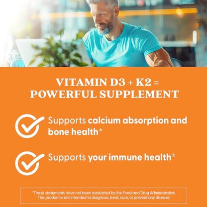 Doctor's Best Vitamin D3 & K2 Supplement - 5000 IU D3 + MK-7 K2, 60 Kapseln - Knochengesundheit, glutenfrei, nicht-GVO, vegetarisch