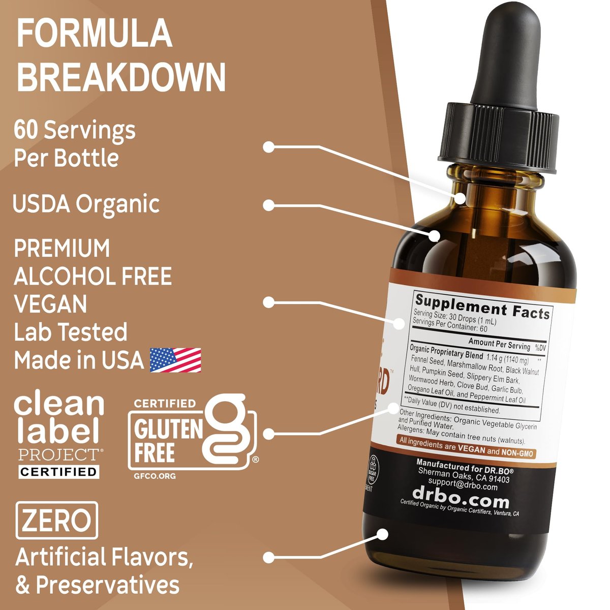 ParaGuard Cleanse Liquid Organic Detox – Organischer Darmreiniger für Menschen mit Schwarznuss, Wermut, Nelke & Oregano Tinktur – Natürliche Kräuter-Darmreinigung 60 ml