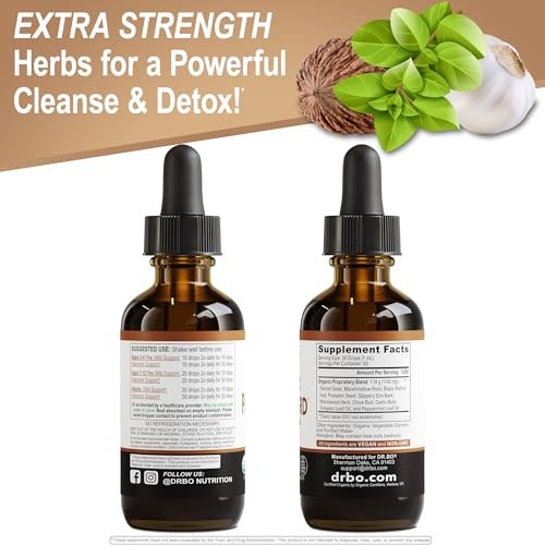 ParaGuard Cleanse Liquid Organic Detox – Organischer Darmreiniger für Menschen mit Schwarznuss, Wermut, Nelke & Oregano Tinktur – Natürliche Kräuter-Darmreinigung 60 ml