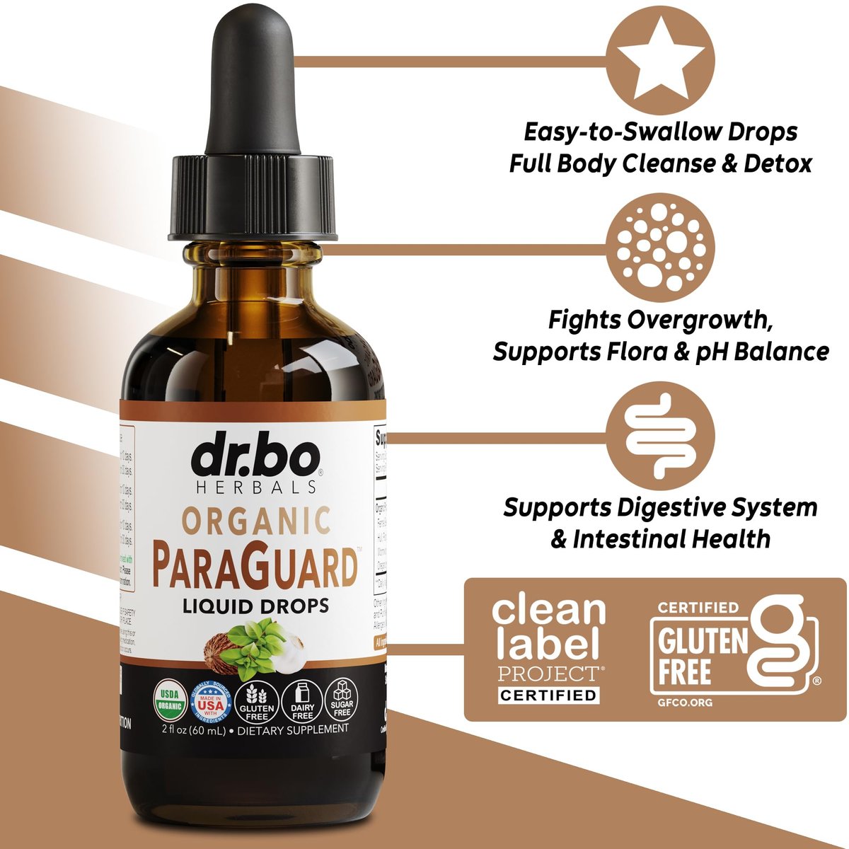 ParaGuard Cleanse Liquid Organic Detox – Organischer Darmreiniger für Menschen mit Schwarznuss, Wermut, Nelke & Oregano Tinktur – Natürliche Kräuter-Darmreinigung 60 ml