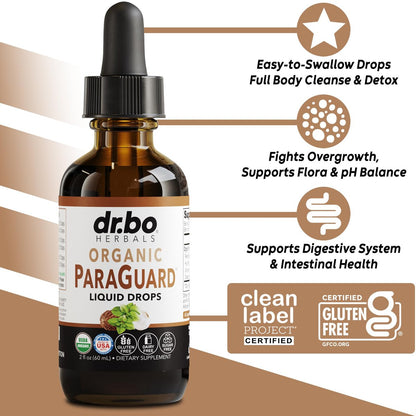 ParaGuard Cleanse Liquid Organic Detox – Organischer Darmreiniger für Menschen mit Schwarznuss, Wermut, Nelke & Oregano Tinktur – Natürliche Kräuter-Darmreinigung 60 ml