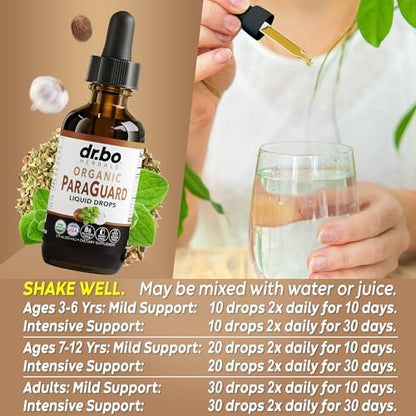 ParaGuard Cleanse Liquid Organic Detox – Organischer Darmreiniger für Menschen mit Schwarznuss, Wermut, Nelke & Oregano Tinktur – Natürliche Kräuter-Darmreinigung 60 ml