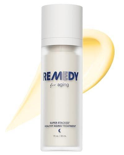 Remedy for Healthy Aging – Anti-Aging-Serum mit Retinal, Resveratrol, Glykolsäure, Argireline, Ferulasäure, Matrixyl 3000 – Behandlung von Falten, ungleichmäßiger Textur und Hautton – Entwickelt von Dermatologin Dr. Shah