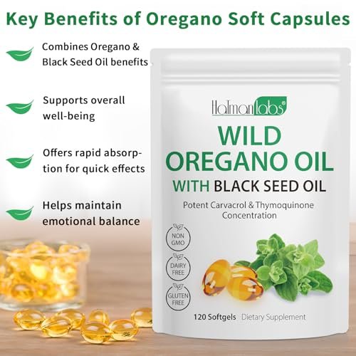newseel Oreganoöl mit Schwarzkümmelöl – Bio Oreganoöl Kapseln, 120 Softgels, Non-GMO, Glutenfrei