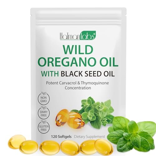 newseel Oreganoöl mit Schwarzkümmelöl – Bio Oreganoöl Kapseln, 120 Softgels, Non-GMO, Glutenfrei