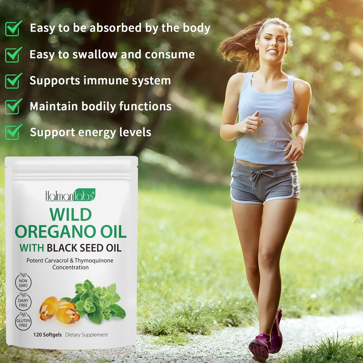 newseel Oreganoöl mit Schwarzkümmelöl – Bio Oreganoöl Kapseln, 120 Softgels, Non-GMO, Glutenfrei