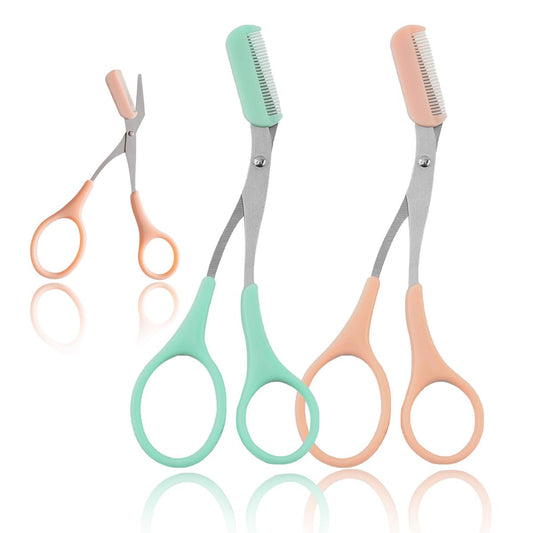 2er Set Augenbrauentrimmer Schere für Damen und Herren – Abnehmbarer Kammkopf, sichere Augenbrauenpflege, Barttrimmer, ideal für Anfänger, empfohlen von Visagisten